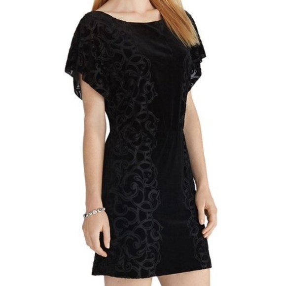 WHITE HOUSE BLACK MARKET Dress Goth Velvet Flutter - Picture 6 of 6